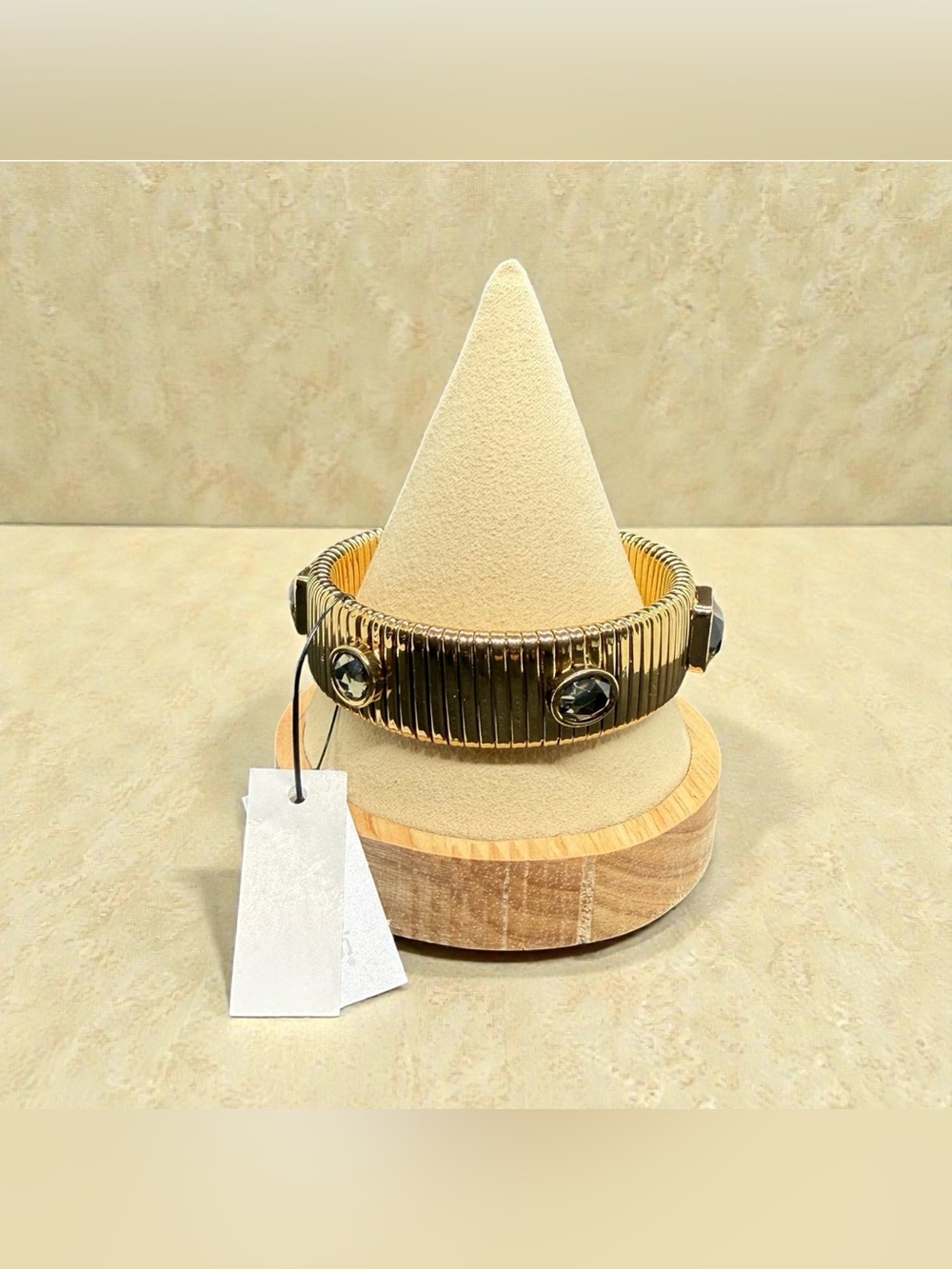💛CHICO’S💛Gold-Tone Stretch Watchband Bracelet w/Smoky Quartz Faceted Accents/NWT - Picture 5 of 9